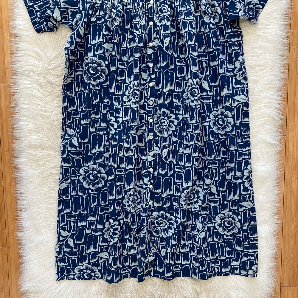 Ilana Kohn Brenda Maxi Dress Stone Flower Print Blue Front Abstract Oversized - Picture 4 of 9